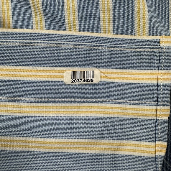 Vineyard Vines Mens 16 35 Dress Shirt Blue Yellow Stripe Button Up 100% Cotton - Picture 6 of 12